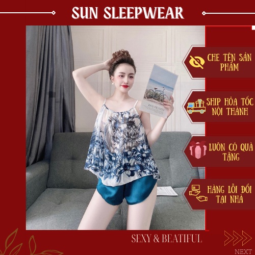 Đồ Bộ Ngủ Lụa Sexy 💖 Chiffon Mềm Mát 💖 Mềm Mát, Mỏng Nhẹ Tôn Dáng < Size < 65kg > Sun Shop