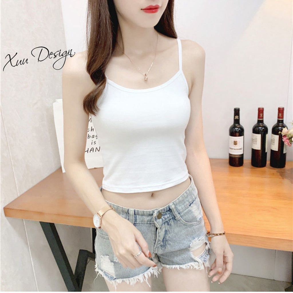 Áo hai dây croptop body Xuu, thời trang chất liệu co dãn AD07 | BigBuy360 - bigbuy360.vn