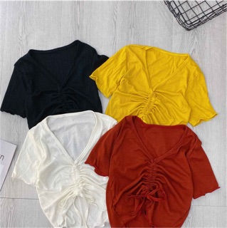 Áo thun croptop dây rút