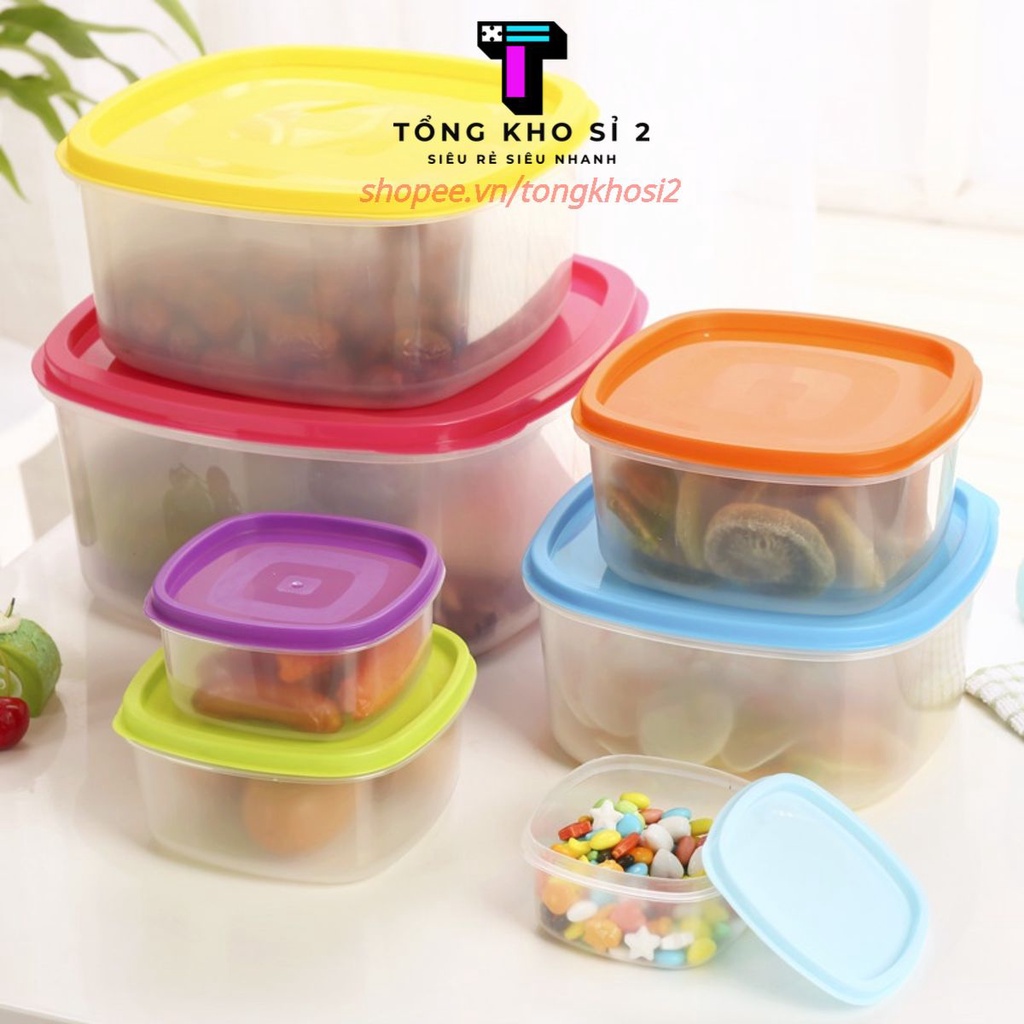 SÉT 7 CÁI HŨ HỘP CỐC  𝐅𝐑𝐄𝐄𝐒𝐇𝐈𝐏  HỘP NHỰA BẢO QUẢN THỰC PHẨM 7 SẮC CẦU VỒNG - GIA DỤNG HÀ NỘI