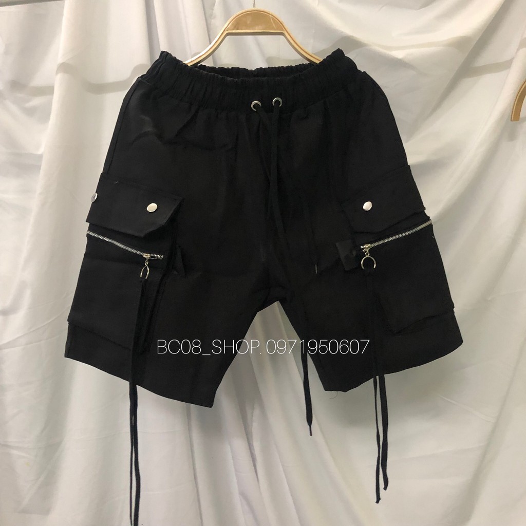 Quần Short Nam KaKi Màu Đen Phối Túi Hộp Khóa Tròn Phong Cách Unisex BC031 | BigBuy360 - bigbuy360.vn