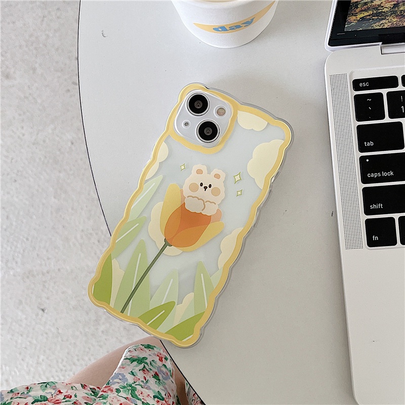 Ốp lưng iphone Ốp Điện Thoại Họa Tiết Hoạt Hình Chú Gấu &amp; Hoa Xinh Xắn Cho iphone13Promax xsmax 12 iphone / xs / 7 / 8 / Pro / Max / Mini-14 Dinuo case