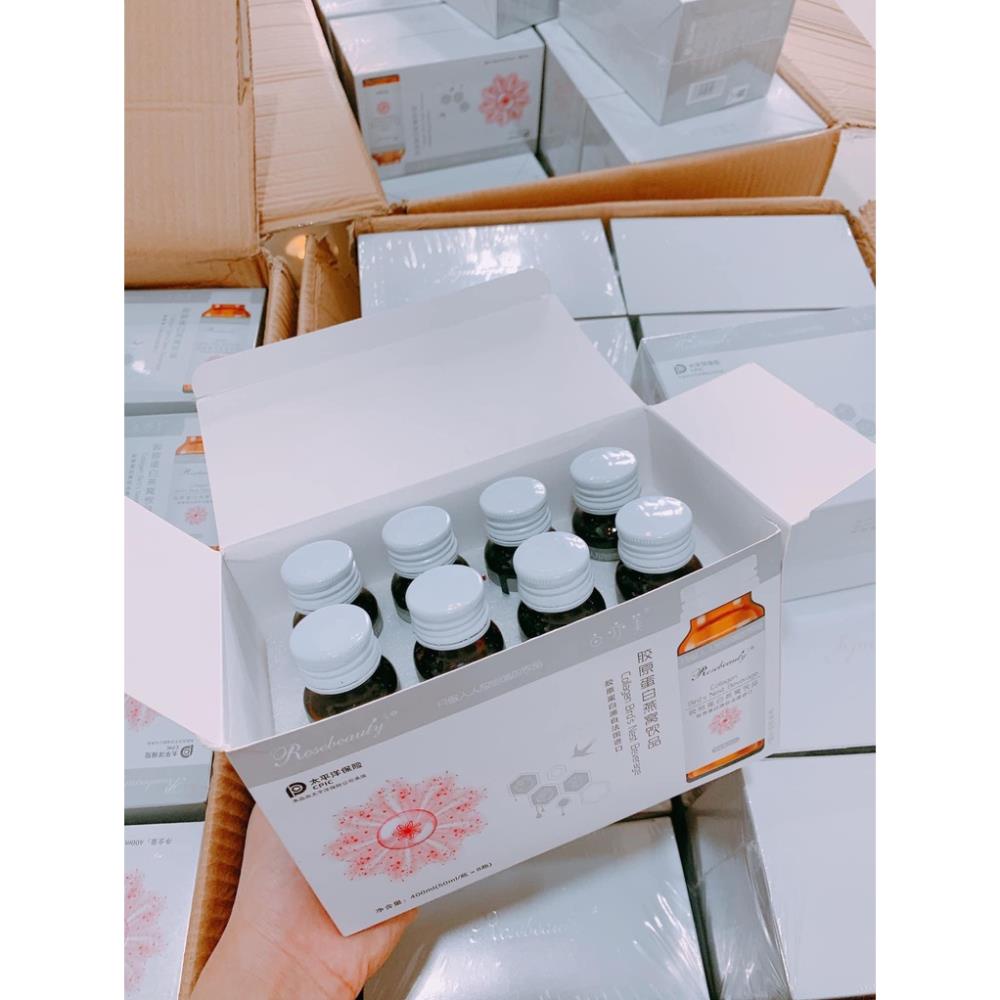 Collagen Yến Rose Beauty Chính Hãng Trắng Da Hộp 8 Chai
