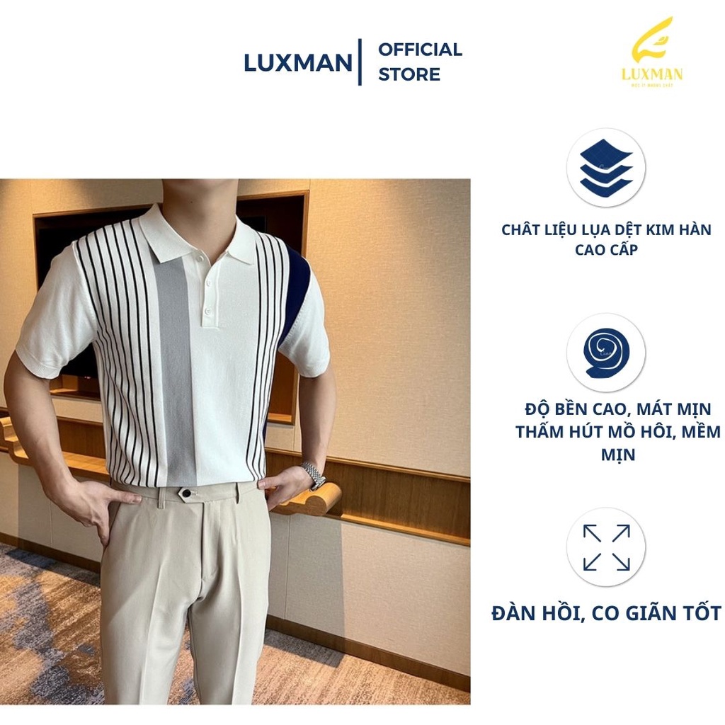 Áo polo nam phong cách Hàn Quốc chất liệu dệt kim hàn cao cấp