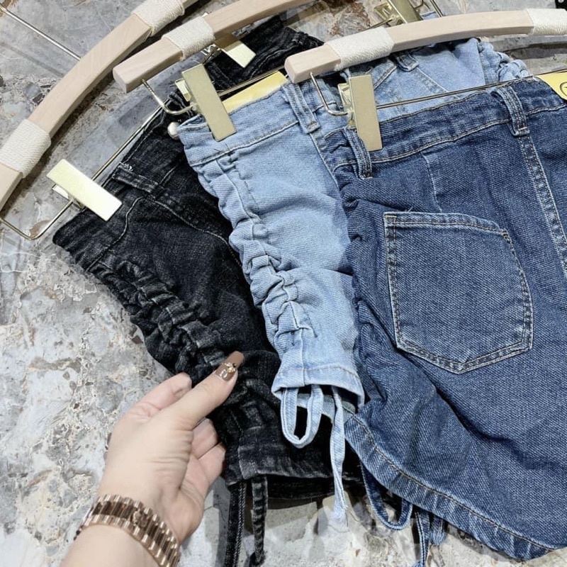 [Freeship] Quần jeans rút sườn cách điệu phong cách Hàn Quốc