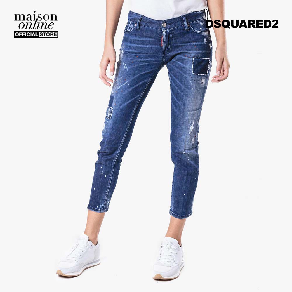 [Mã FAMALLT5 giảm 15% đơn 150k] DSQUARED2 - Quần jeans nữ phom slim fit Jennifer Cropped S75LB0038-470