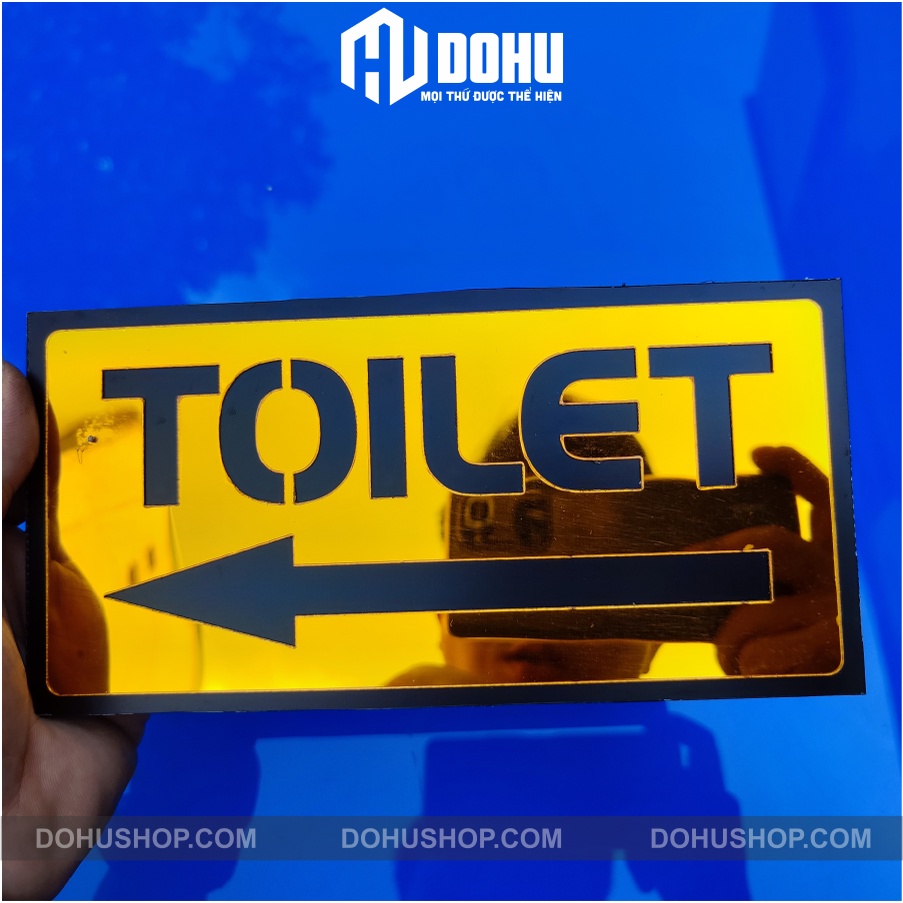 Bảng Chỉ Hướng Toilet Gương Vàng Trái Phải 2 Lớp Sang Trọng, Hiện Đại, Độc Đáo - DOHU056