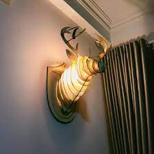 Đèn gỗ đầu hươu trang trí, đèn gỗ treo tường trang trí phòng khách, phòng ngủ đẹp