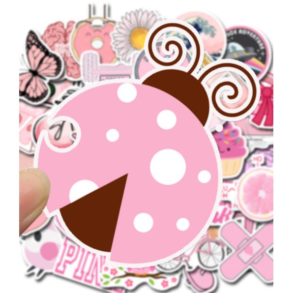 Sticker PINKY nhựa PVC không thấm nước, dán nón bảo hiểm, laptop, điện thoại, Vali, xe