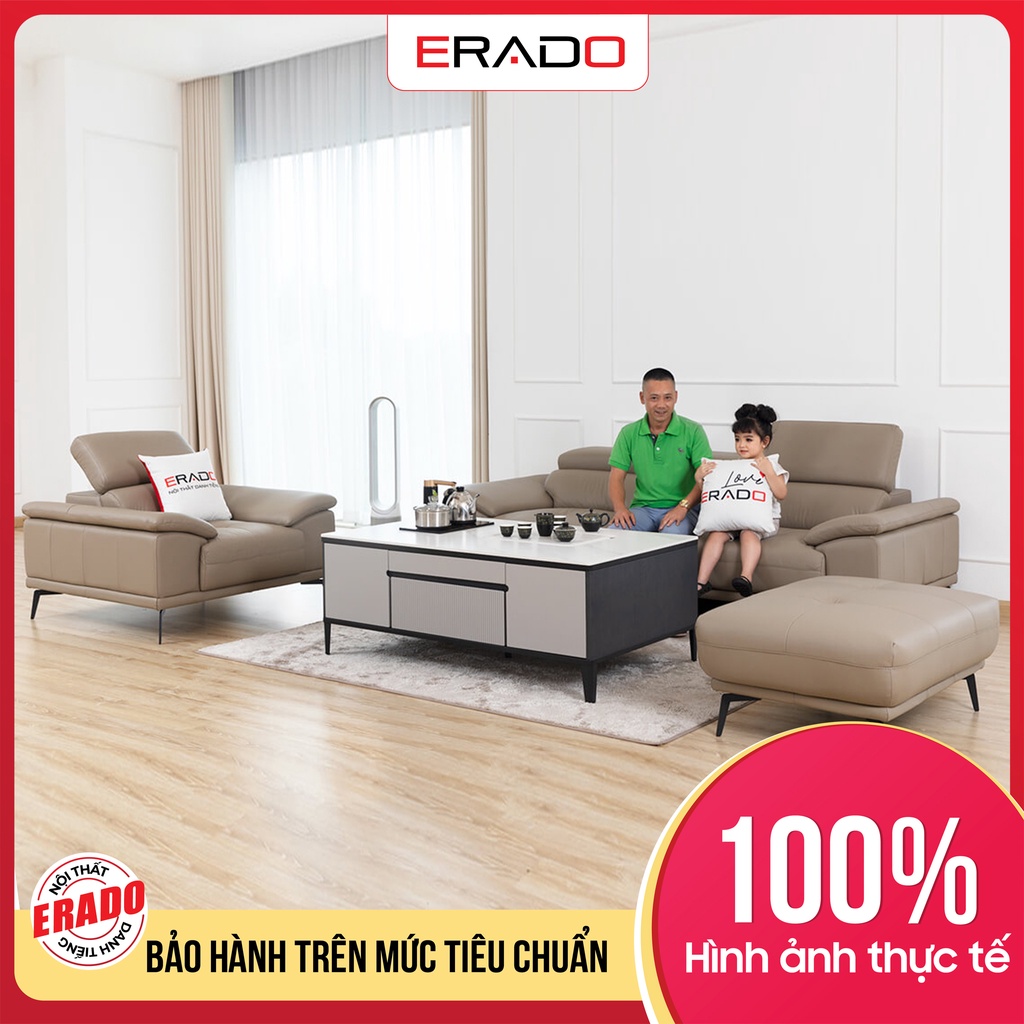 Bộ Ghế sa lông 3 món chuẩn hàng Malaysia, 100% bọc da bò thật đẹp lung linh mã 2185-7