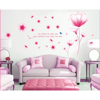 (XẢ_KHO) Decal dán tường Hoa Pha lê hồng