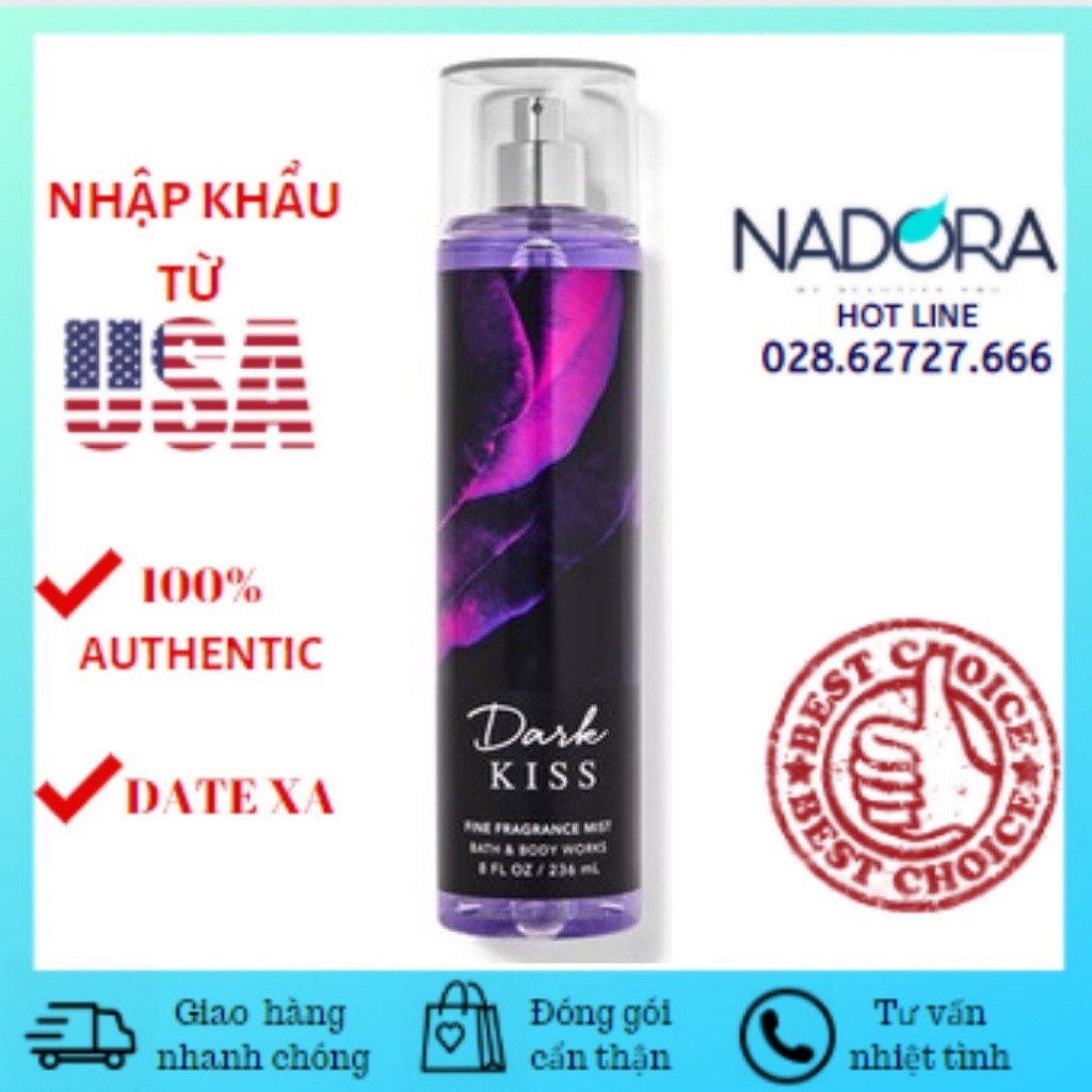 XỊT THƠM TOÀN THÂN BATH AND BODY WORKS DARK KISS Body Mist 236ML