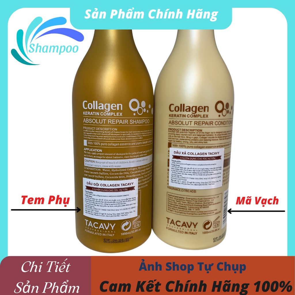 Dầu gội xả TACAVY 500ml 1000ml giảm gãy rụng phục hồi tóc hư tổn khô xơ hàng chính hãng