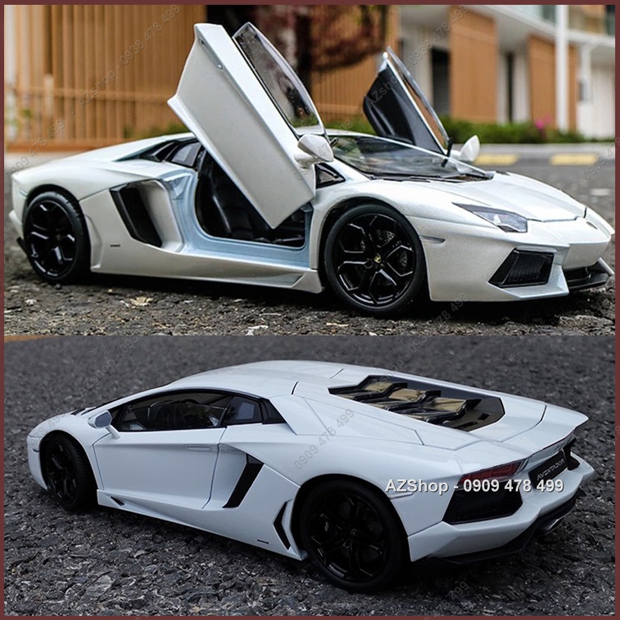 Xe Mô Hình Kim Loại Tỉ Lệ 1:24 - Lambo Aventador - Welly - Trắng - 8299t