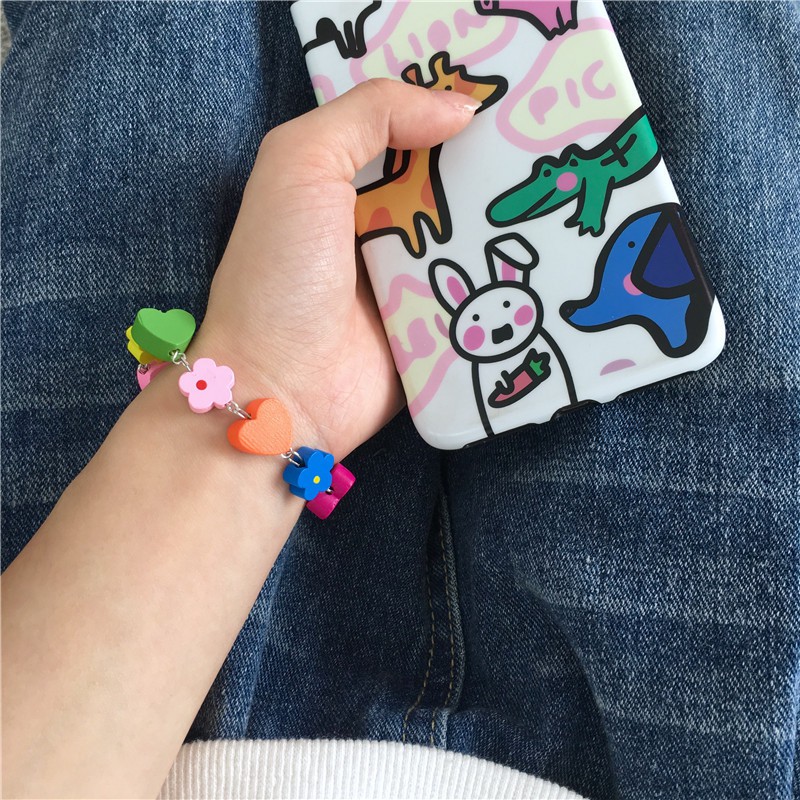 [Mã SKAMCLU8 giảm 10% cho đơn từ 100K] Vòng tay dây hoa/trái tim cầu vồng dễ thương ulzzang