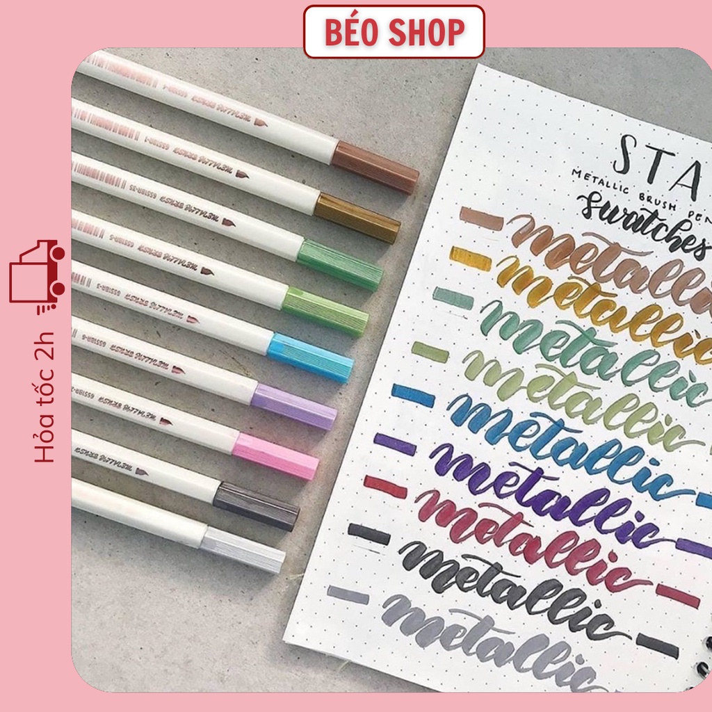 Bút lông mềm có nhũ Sta Metallic Brush Pen viết Calligraphy B02