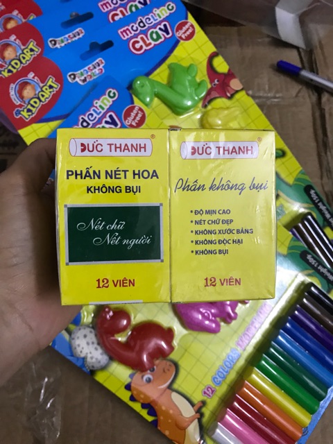 Combo 10 hộp phấn Đức Thanh nét thanh nét đậm, phấn ko bụi viết bảng