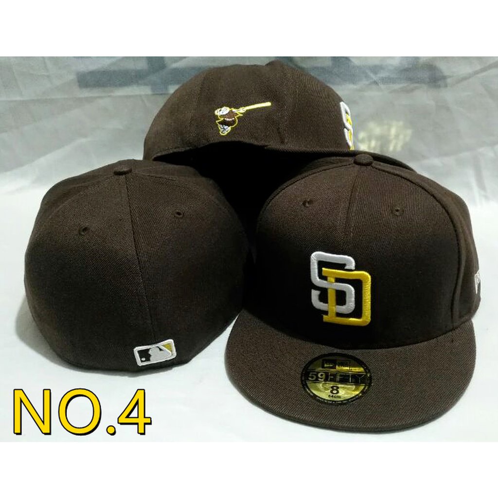 MLB San Diego Padres Classic Fully Sealed Cap Non-adequate Cap Size Snapback Cap Flat Brim Cap Hip Hop Baseball Cap Couple Cap Sunhat mqvA