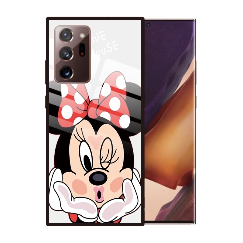 Ốp điện thoại kính cường lực chống trầy in hình Mickey cho Samsung Galaxy Note 20 Ultra Note10 9 S21 Ultra S10 5G S10E S8 Plus Mini