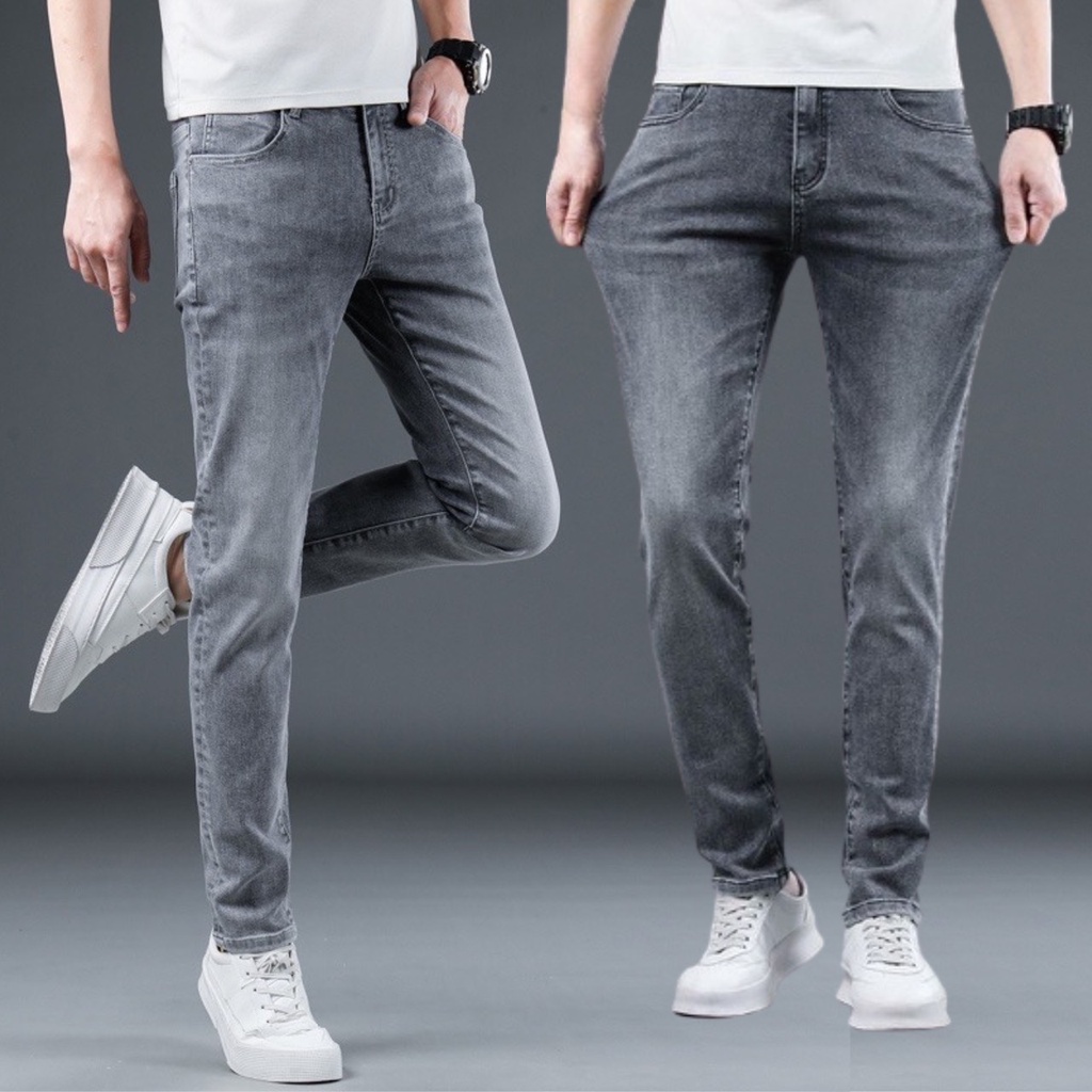 Quần jean nam rách Gấu 194 wass kiểu vải jeans co dãn, dày dặn form slimfit - Xám 5252