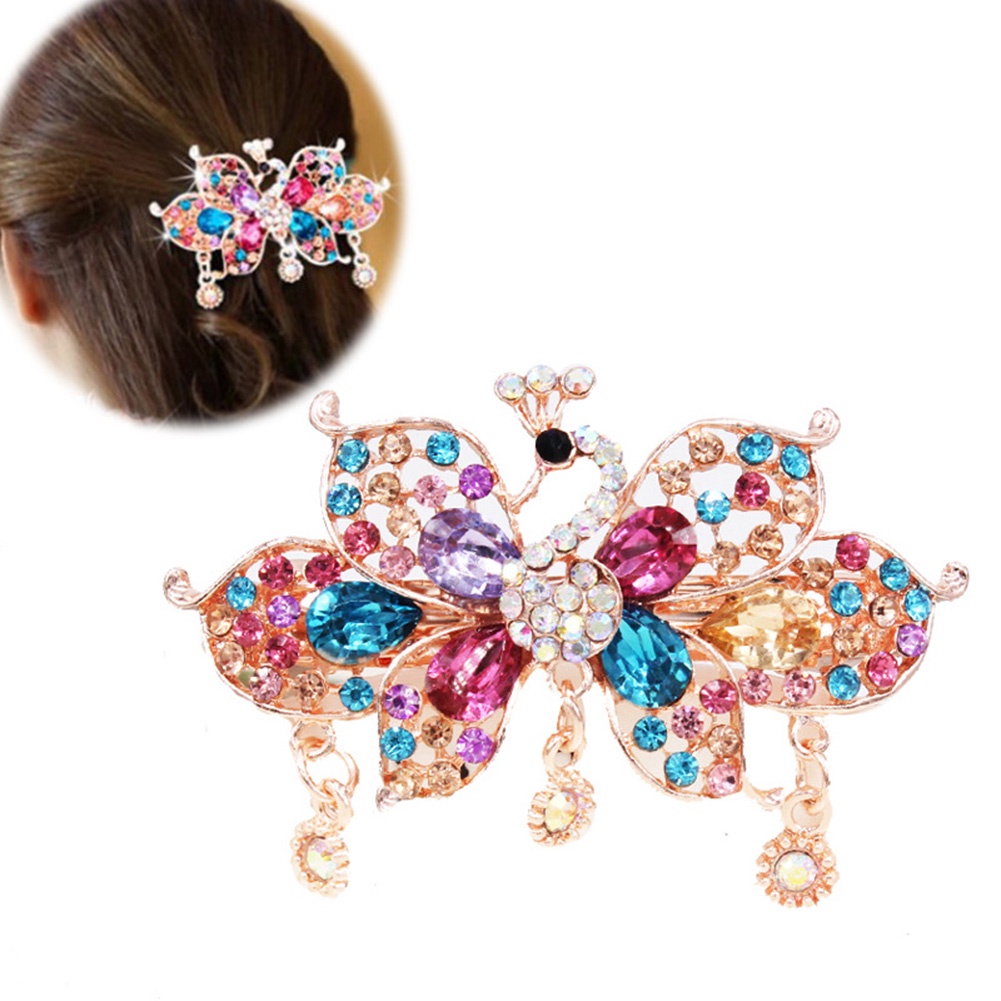 Kẹp tóc hình hoa/ bướm đính đá lấp lánh phong cách thanh lịch