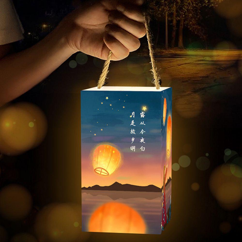 YIYU Lồng Đèn Hình Trụ Vuông Bằng ABS Dạ Quang Trang Trí Lễ Hội