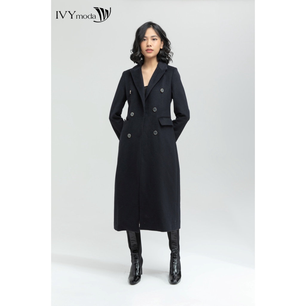 Áo khoác dạ nữ signature dáng dài IVY moda MS 71M6196