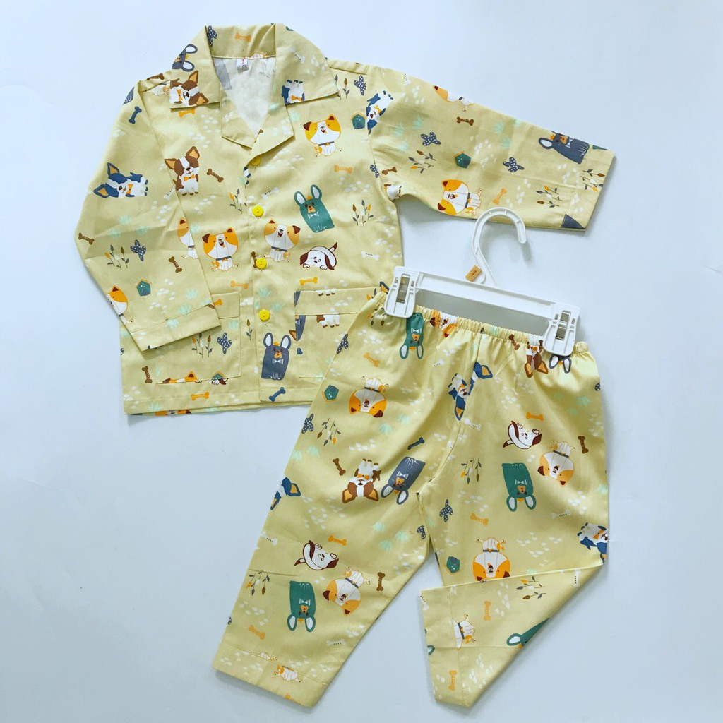 Pijama dài cho bé trai bé gái mặc nhà mặc ngủ vải Thô mịn đẹp Nhiều họa tiết xinh xắn size 1-10 tuổi 10-45kg