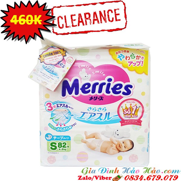 [TP.HCM] TÃ DÁN MERRIES S82 - CHO BÉ 4-8 KG