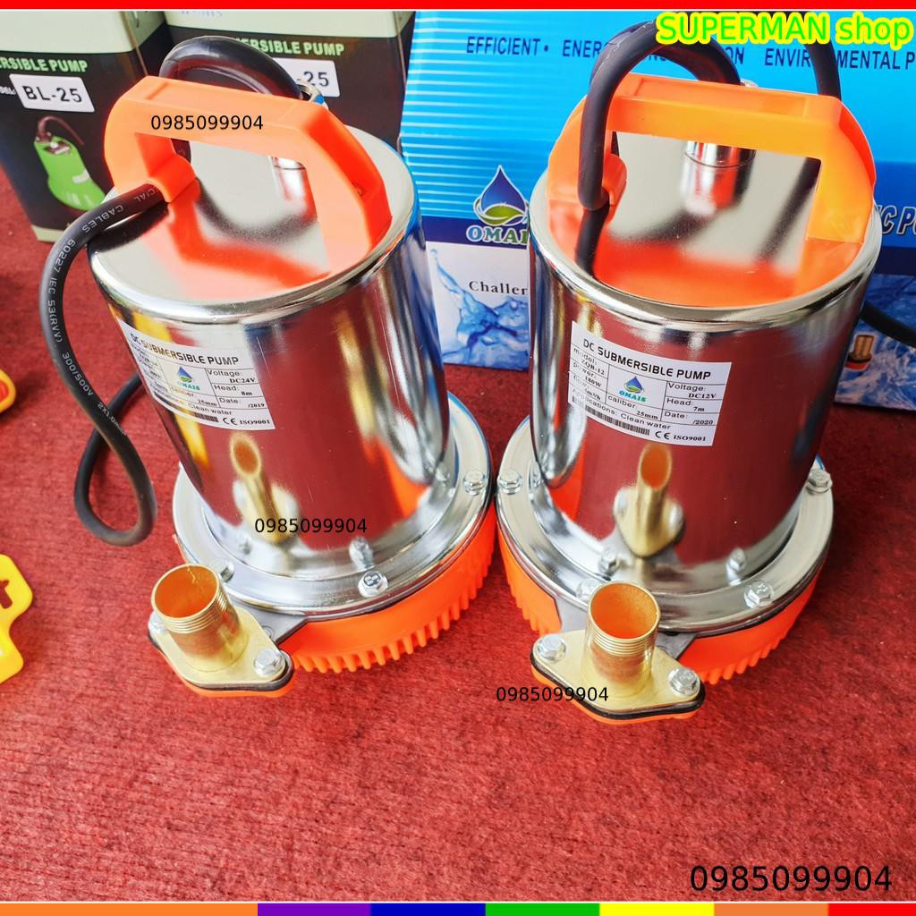 Bơm tỏm thả bơm chìm vỏ nhựa ắc quy, bơm thoát nước xả - Máy Bơm chìm inox dùng điện DC 12V 24V công suất 180W