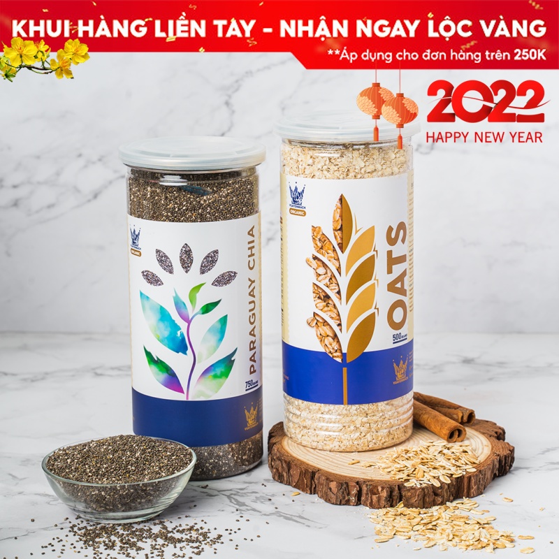 [Combo Yến mạch + Hạt chia] Yến Mạch VUA YẾN MẠCH 500g + Hạt chia đen Paraquay 750g