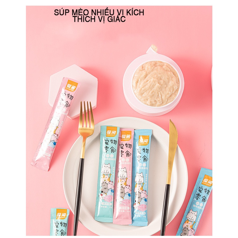 Súp thưởng cho mèo 15gr,thức ăn cho mèo - 3 hương vị