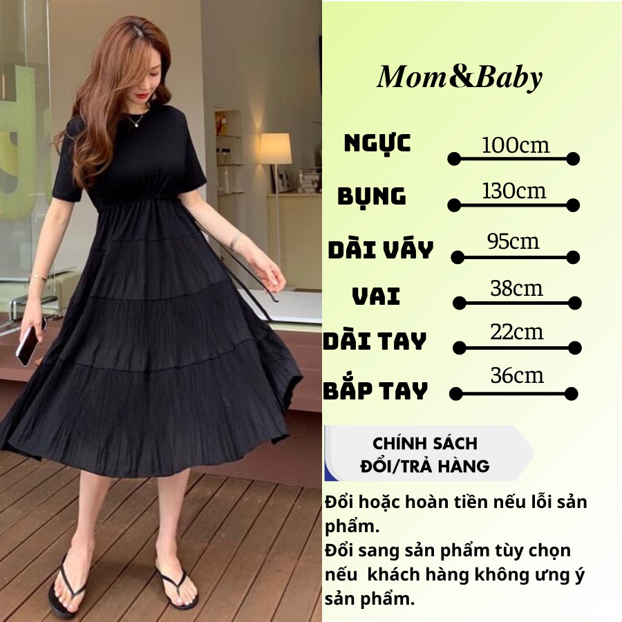 Váy bầu thời trang thiết kế M117 chất Cotton 100% và Đũi voan freesize từ 45 đến 70kg