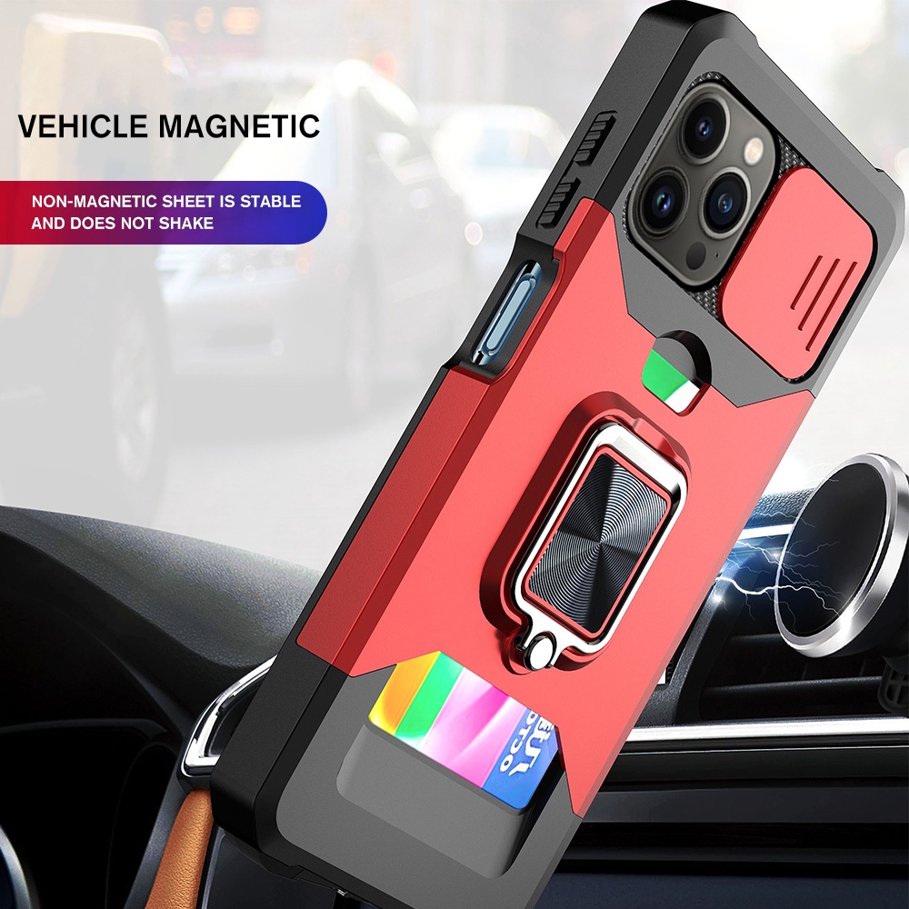 Ốp Điện Thoại Kiểu Giáp Chống Sốc Kèm Giá Đỡ Nhẫn Từ Tính Gắn Xe Hơi Cho iPhone 11 12 13 14 Pro XS Max XR 14