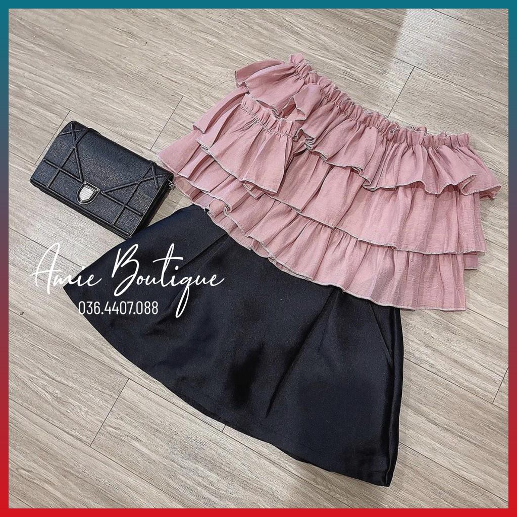 Áo Bánh Bèo Trễ Vai Tầng Hồng Áo Bánh Bèo Tiểu Thư Tay Phồng Mix Chân Váy Tacca | BigBuy360 - bigbuy360.vn