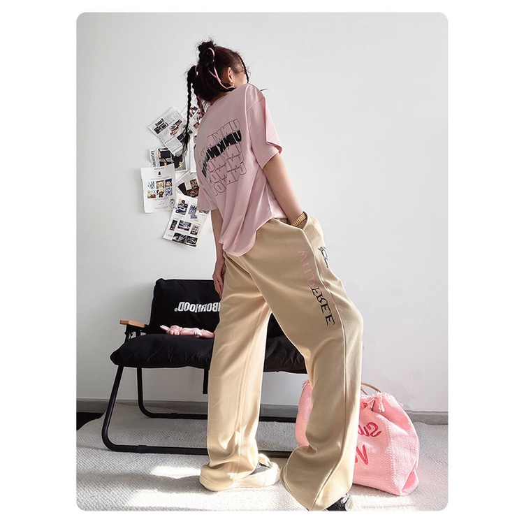 Quần Thể Thao Ống Rộng Lưng Cao Phong Cách Hip Hop Âu Mỹ Cho Nữ