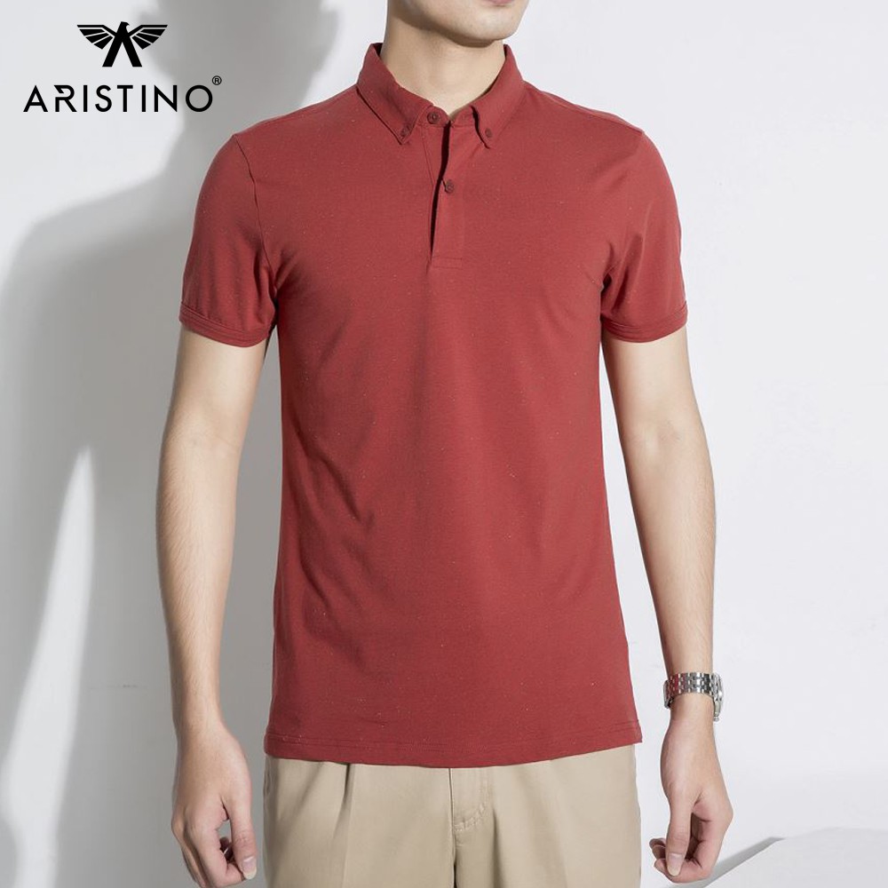 Áo polo nam ARISTINO họa tiết phẩy sợi, sắc màu trẻ trung, kết hợp cổ áo button down chỉn chu - APS015S8