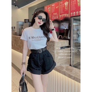 Quần short jeans lật lai gài nút (ảnh sàn + clip thật)