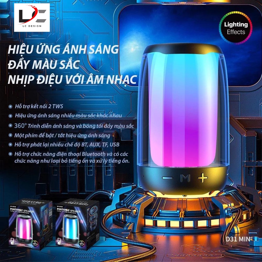 Loa bluetooth Pulse 4 Mini Led theo nhạc bass mạnh treble rời âm thanh sống động- LC DESIGN