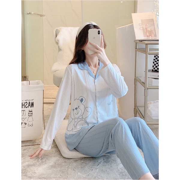 Đồ bộ bầu và sau sinh cho con bú dáng pyjamas trẻ trung lịch sự mặc khi ở cữ, mang thai