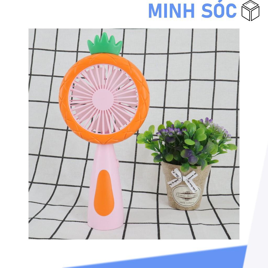 [DEAL TỐT] Quạt mini cầm tay để bàn 990 hình quả dứa  tích điện cầm 2 mức gió (tặng dây sạc) nhỏ gọn dễ sử dụng