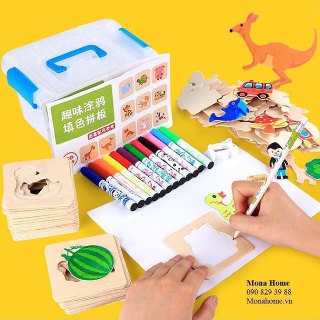 Khuôn vẽ gỗ domino cho bé