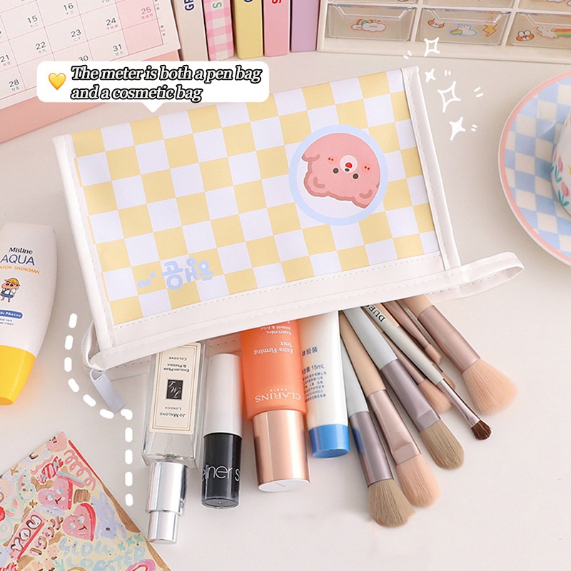 Túi Đựng Bút Chì Bằng Da PU Sức Chứa Lớn Họa Tiết Hoạt Hình