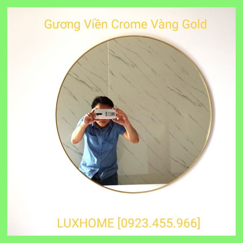 Gương Khung Viền Mạ Crome Vàng Cao Cấp Chống Vỡ Chống Ố Bền Đẹp LUX HOME