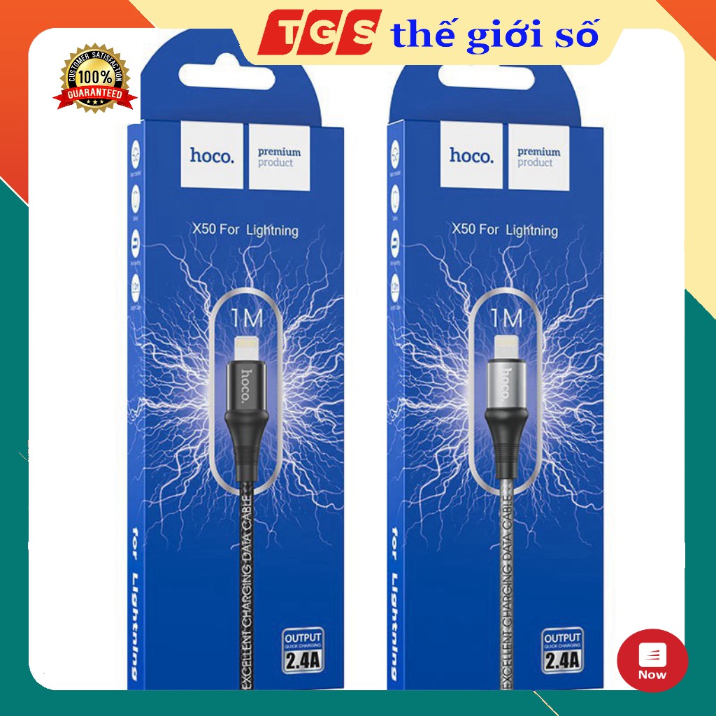 ⚡Sạc dù chính hãng⚡ Cáp Sạc 💎Sạc Nhanh + Chống Gãy 💎 Dây Sạc Hoco X50 5V-2.4A Lightning Type C Micro IPhone Android