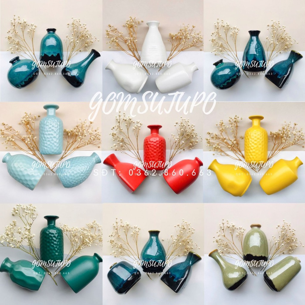 COMBO 3 Lọ Hoa Sứ Siêu XINH - Gốm sứ Bát Tràng - Bình Hoa Tràng Trí - Gốm Sứ TUPO - gomsutupo - Decor nhà cửa
