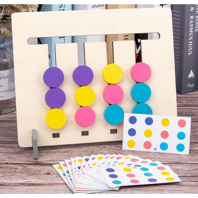 Đồ chơi gỗ tư duy, logic - Bộ tư duy logic Toán học - Chấm tròn - Động vật Montessori