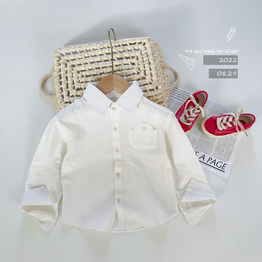 Áo Sơ Mi Dài Tay Cho Bé Trai chất Thô Đũi Cao Cấp Cho Bé Từ 10-27kg - LILA KIDS