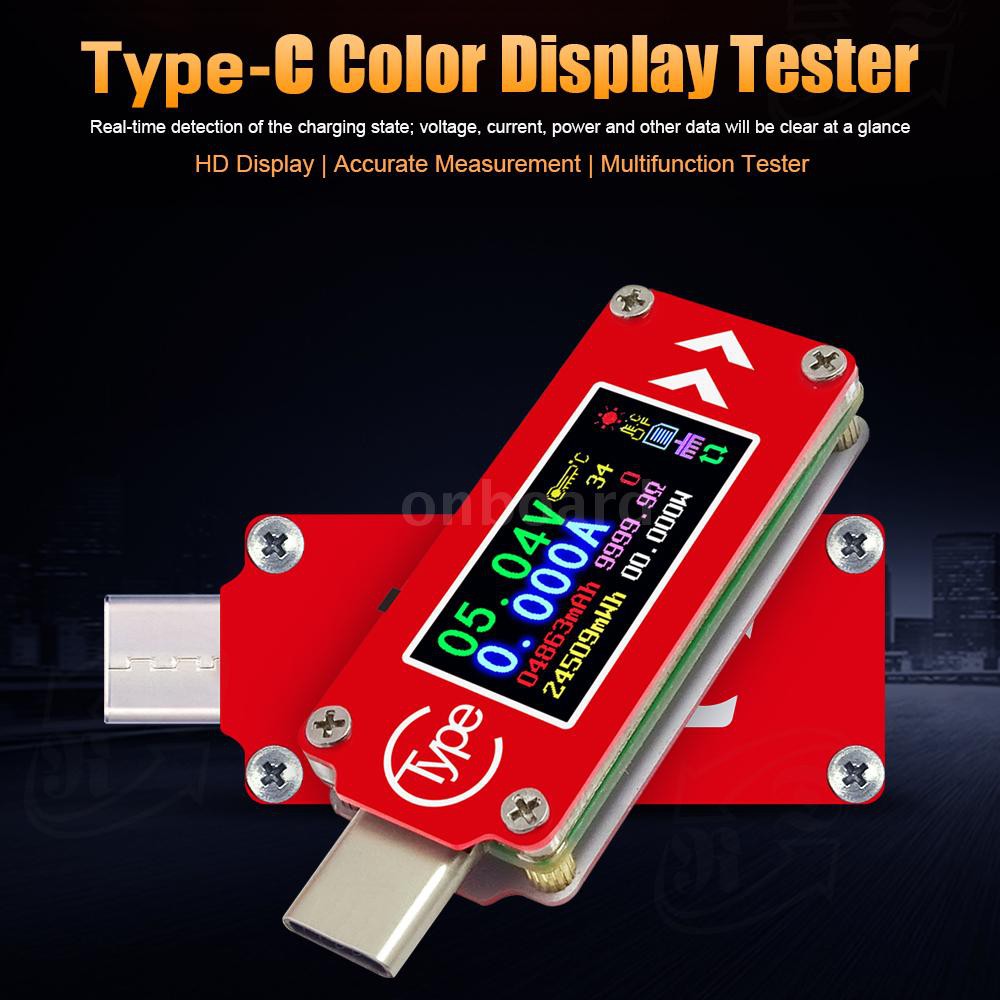 TC64 Type-C Color LCD Display USB Voltmeter Ammeter Voltage Current Meter Multimeter Battery PD Recharge Power Bank USB Tester