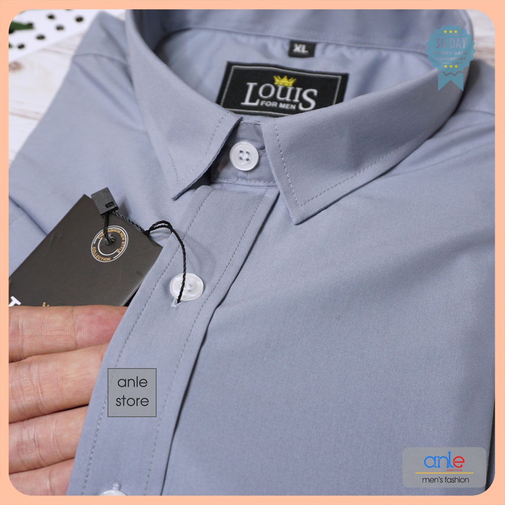 Áo sơ mi nam Ngắn tay Louis Công sở form Slimfit Cotton lụa cao cấp hàng hiệu cộc tay kiểu dáng ôm - Anle Store | BigBuy360 - bigbuy360.vn